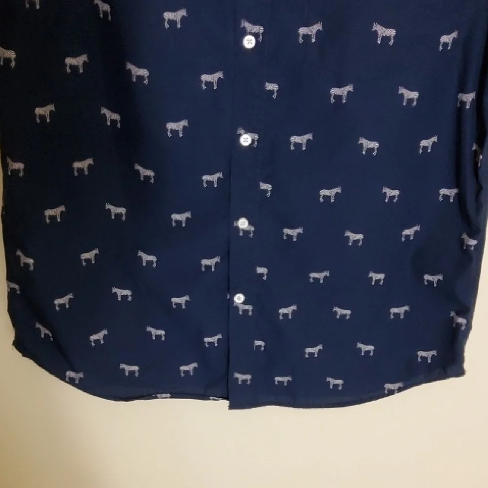 Banana Republic Navy Blue Shirt with White Animal Pattern